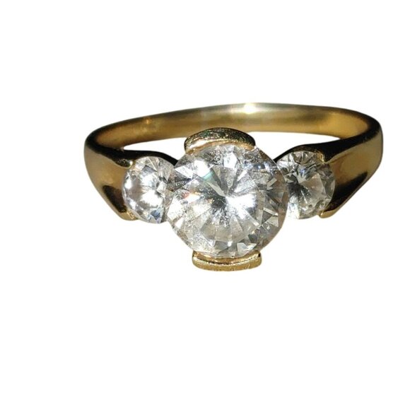 DRI 14K Yellow Gold Ring CZ Size 6.5 Engagement Anniversary Cubic Zirconia - Picture 4 of 8